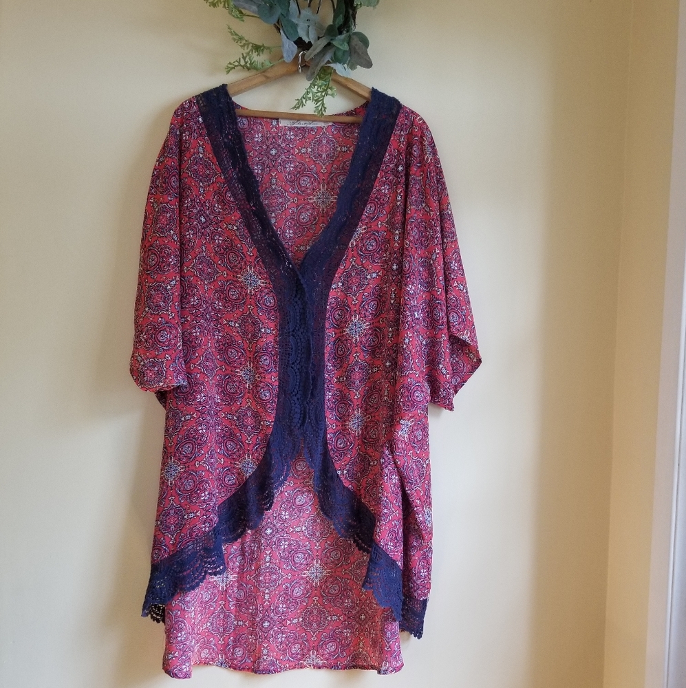 *3/30* Liberty Love Colorful Kimono Crocheted Tri…